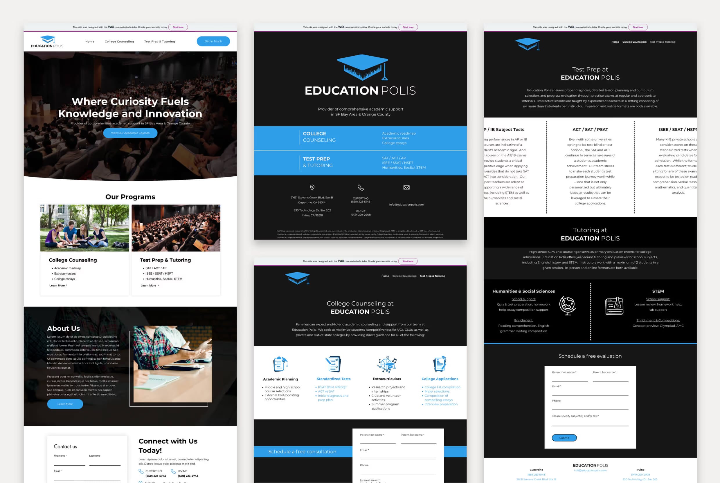 Website screens before major redesign. Bland and templated