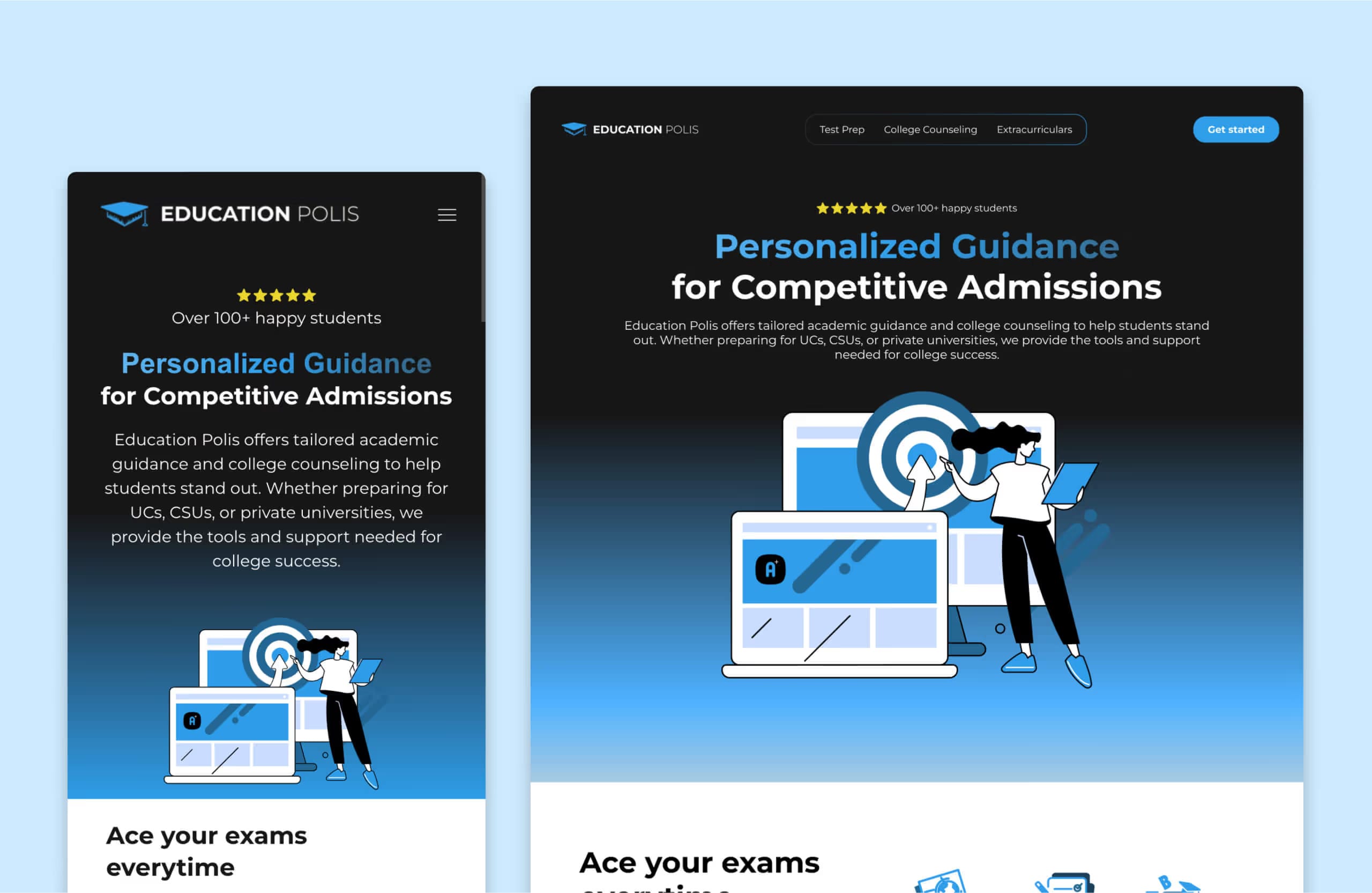 mobile and web version for redesigned education polis site